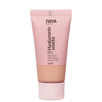 Base Líquida  Nina Makeup Hyaluronic Matte de 30ml