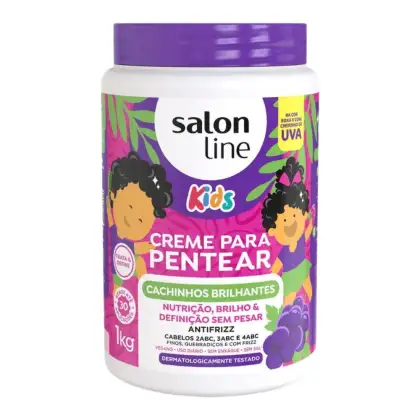 Creme para Pentear Salon Line Kids Cachinhos Brilhantes Uva. Volumetria de 1kg.