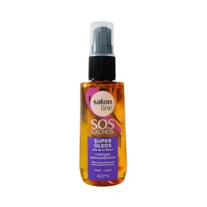 Óleo Capilar Salon Line S.O.S Cachos Super Óleos. Volumetria de 42ml.