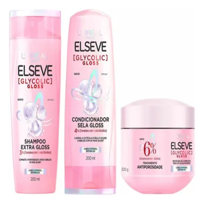 Imagem do produto Kit Elseve Glycolic Gloss Shampoo + Condicionador + Máscara