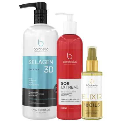 Imagem do produto Kit Borabella Selagem Organic 3D SOS Elixir (3 Produtos)