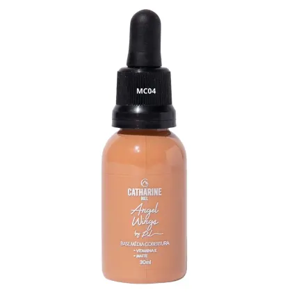 Frasco de base média Catharine Hill Angel Wings, com 30ml de volume, apresentando rótulo preto com texto branco e tampa preta, em cor laranja predominante.