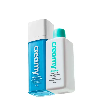 Imagem do produto Kit Creamy Ácido Glicólico Redutor de Linhas e Ácido Salicílico Solução Tônica Antiacne (2 produtos)