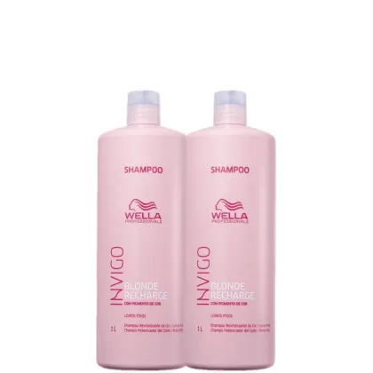 Imagem do produto Kit Wella Professionals Invigo Blonde Recharge - Shampoo Desamarelador 2x1L