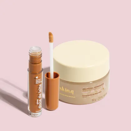 Imagem do produto Combo Skin.q Baunilha e Doce de Leite:  + Gel Hidratante Facial 80g + Gloss Labial Marrom 4ml