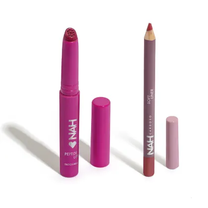 Imagem do produto Combo By Nah Cardoso: Gloss Labial Roxo Berry Mousse 2,4ml + Lápis Contorno Labial Rosa Bold 1,1g