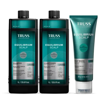 Kit TRUSS Equilibrium Scalp Power Salon, 3 produtos.