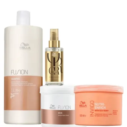 Imagem do produto Kit Wella Cronograma Capilar Fusion Nutri-Enrich Salon + Oil Reflections (4 Produtos)
