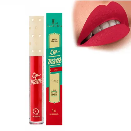 Imagem do produto Batom Líquido Latika Lip Matte Vermelho Cereja Intensa nº20 - Longa Duração - Não Trenfere 4ml
