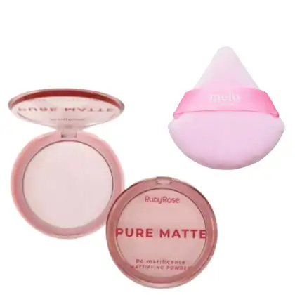 Imagem do produto Pó Matificante Pure e Esponja de Maquiagem Fluffy Puff Melu