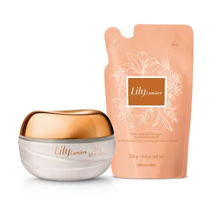 Imagem do produto Combo Lily Lumière: Creme Acetinado Desodorante Hidratante Corporal 250g + Refil 250g