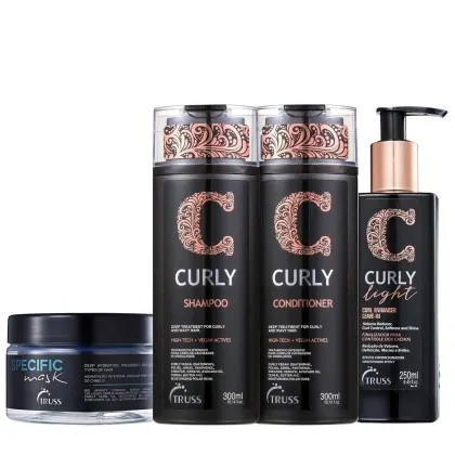 Imagem do produto Kit Truss Curly - Shampoo 300ml + Condicionador 300ml +  Leave-In Light 250ml + Máscara Specifc 180g