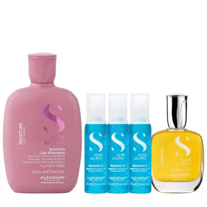Imagem do produto Kit Alfaparf Semi Di Lino Moisture -  Shampoo 250ml + 3x Ampola 13ml + Cristalli 50ml