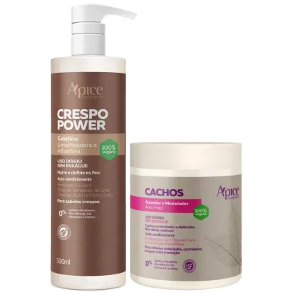 Imagem do produto Kit Apice Ativador Cachos + Gelatina Umidificadora E Ativadora Crespo Power Vegano Tratamento Capilar