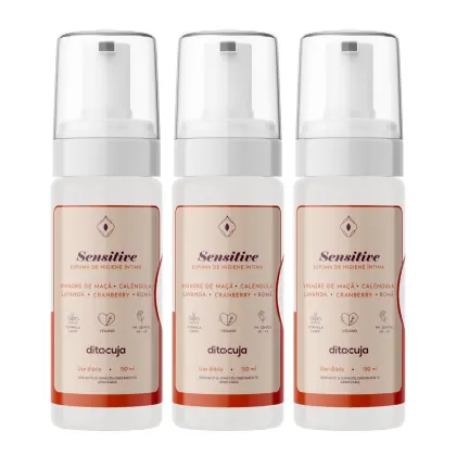 Imagem do produto 3x Espuma Natural de Higiene Íntima SENSITIVE | 150mL | Limpeza Suave, Hidratação e pH Equilibrado para Peles Sensíveis