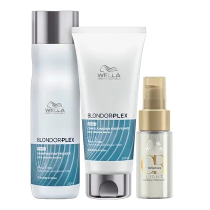 Imagem do produto Kit Wella Professionals BlondorPlex - Shampoo 250ml + Condicionador 250ml + Oil Reflections Light 30ml