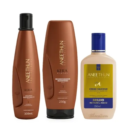 Imagem do produto Kit Aneethun Kera System - Shampoo 300ml + Recondicionador 250g + Creme de Silicone 250ml