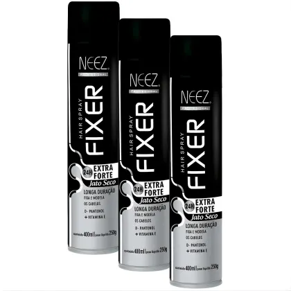 Imagem do produto Kit 3 Spray Fixador De Cabelo Profissional Neez Laque Capilar Fixação Extra Forte 24 Horas 400ml