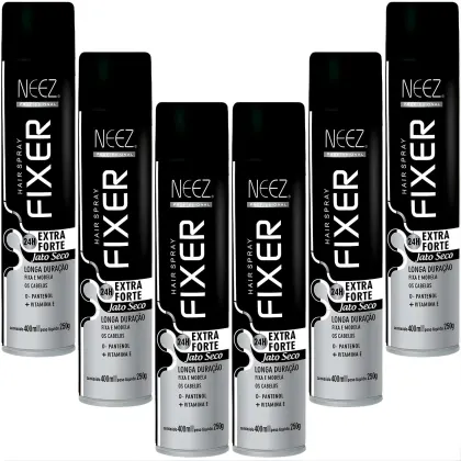 Imagem do produto Kit 6 Spray Fixador De Cabelo Profissional Neez Laque Capilar Fixação Extra Forte 24 Horas 400ml