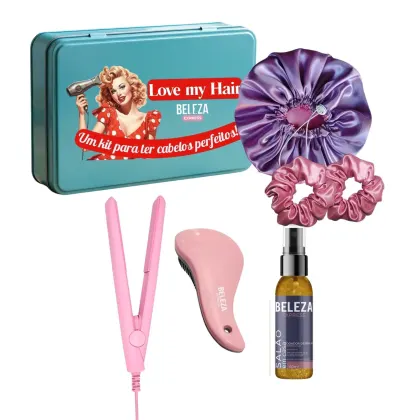 Imagem do produto Kit presente Love my Hair com mini pranchinha