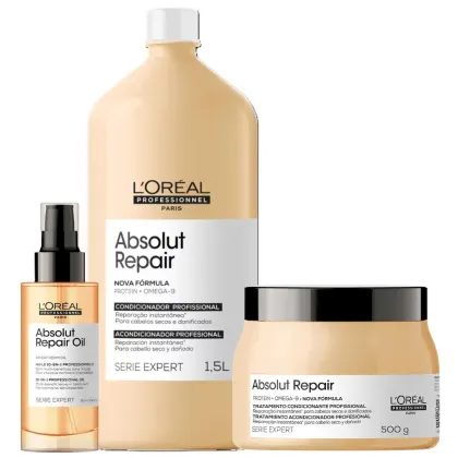 Imagem do produto Trio L'Oréal Professionnel Absolut Repair Protein + Omega-9 Condicionamento Total Salon (3 Produtos)