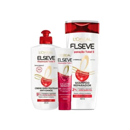 Kit Elseve L’Oréal Paris Reparação Total 5 Trio, 3 produtos.