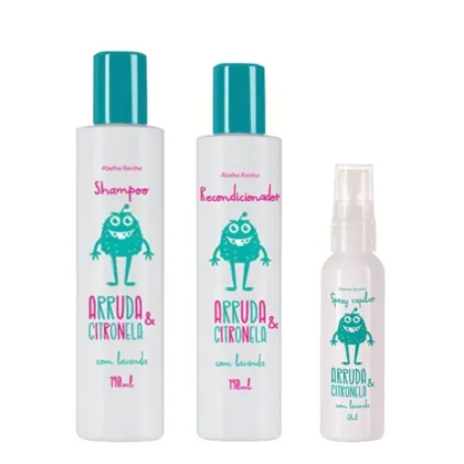 Kit Abelha Rainha Arruda & Citronela com Lavanda Trio Care, 3 produtos.