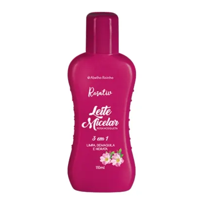 Imagem do produto Leite Micelar Rosa Mosqueta Limpa Demaquila Hidrata Remove Impurezas da Pele ROSATIV Abelha Rainha 110ml REF 3079