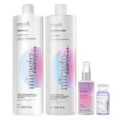 Kit Emáh Hair Care Miracle Nutrition Four Shine Boost, 4 produtos.