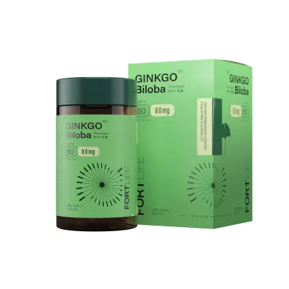 Imagem do produto FortLife Pharma Ginkgo Biloba 80mg - Suplemento Vitamínico (60 Cápsulas)