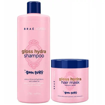 Imagem do produto Kit Braé Stages by Bruna Tavares Gloss Hydra Shampoo 1L + Máscara 500g