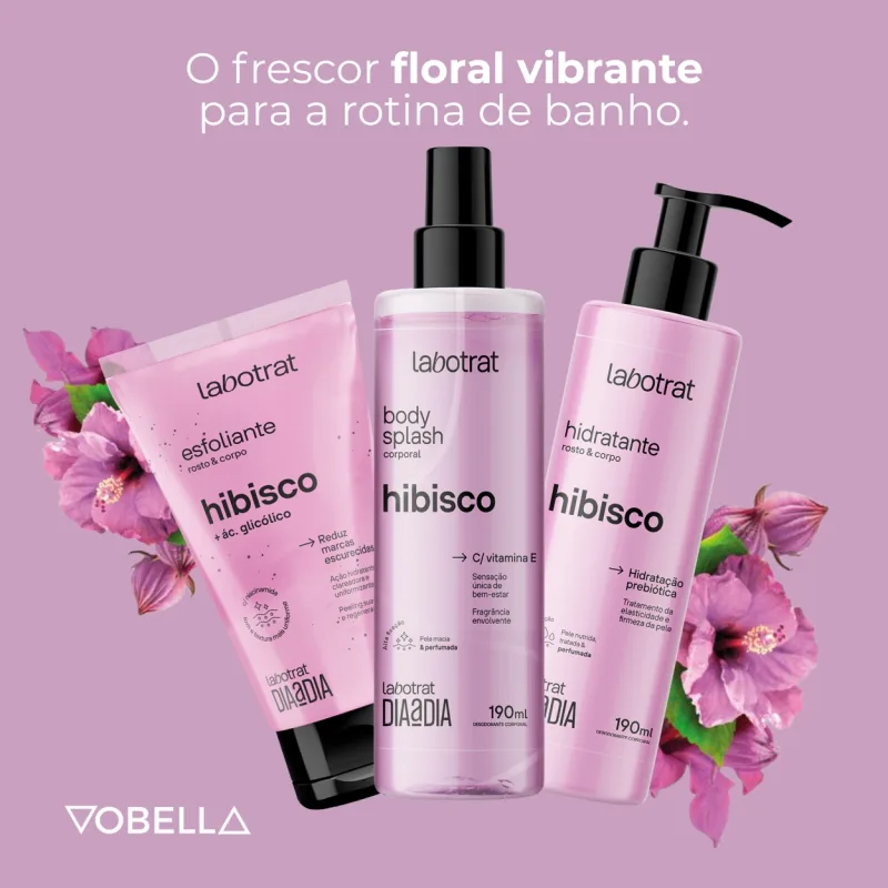 Kit Hidratante Esfoliante E Body Splash Hibisco Labotrat