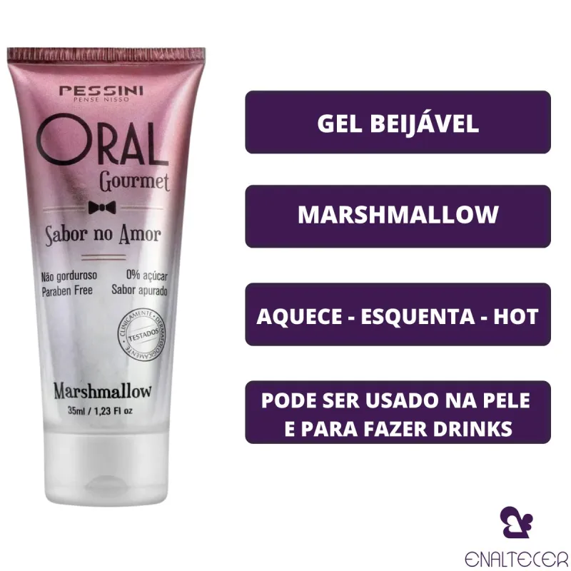 Gel MARSHMALLOW Oral Gourmet Beijável Intimo Pessini 35ml