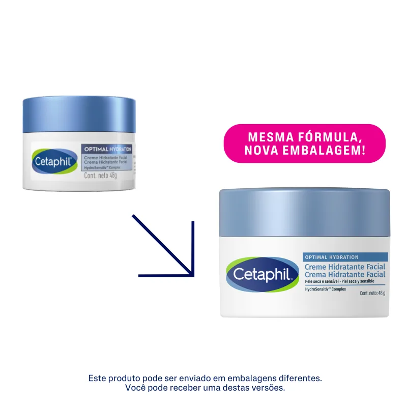 Cetaphil Optimal Hydration com Ácido Hialurônico - Creme Hidratante Facial 48g