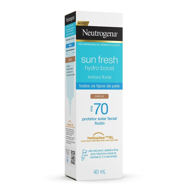 Neutrogena Sun Fresh Hydro Boost FPS70 Cor 3.0 - Protetor Solar Facial com Cor 40ml