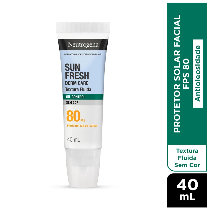 Protetor Solar Facial Neutrogena Sun Fresh Oil Control FPS80 Sem Cor, 40ml.
