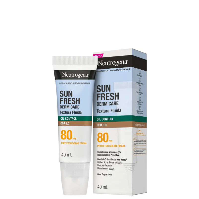 Neutrogena Sun Fresh Oil Control FPS80 Cor 3.0 - Protetor Solar Facial 40ml