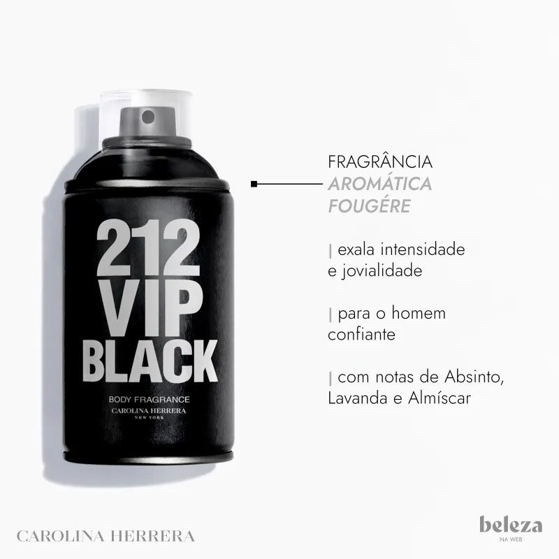 Carolina Herrera 212 VIP Men Black - Body Spray Masculino 250ml