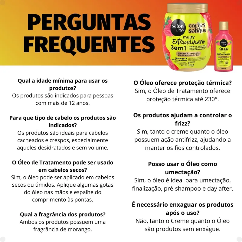 Kit Salon Line Multy Extraordinário: 1 Creme 3 em 1 e 1 Óleo Morango