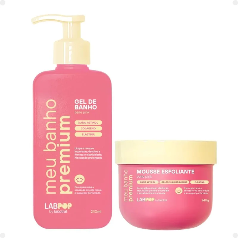 Kit LabPop by Labotrat Belle Pink: Gel de Banho e Mousse Esfoliante