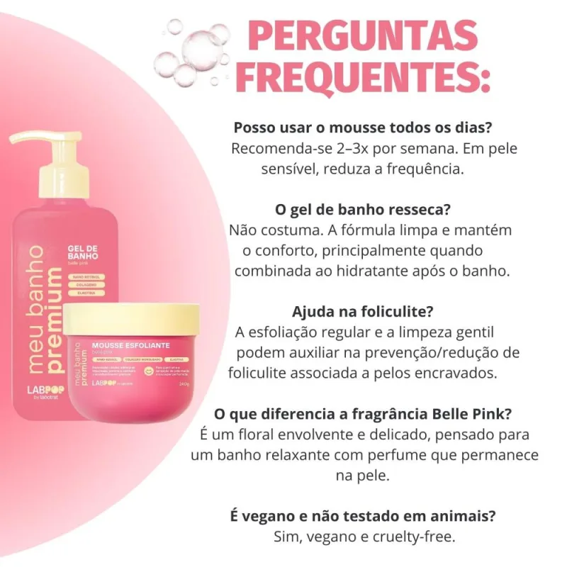 Kit LabPop by Labotrat Belle Pink: Gel de Banho e Mousse Esfoliante