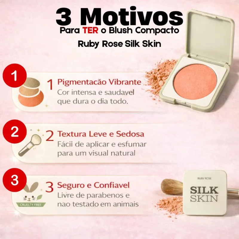 Blush Compacto Ruby Rose Silk Skin Natural Flush Latte Luxe Hb-t1001-3