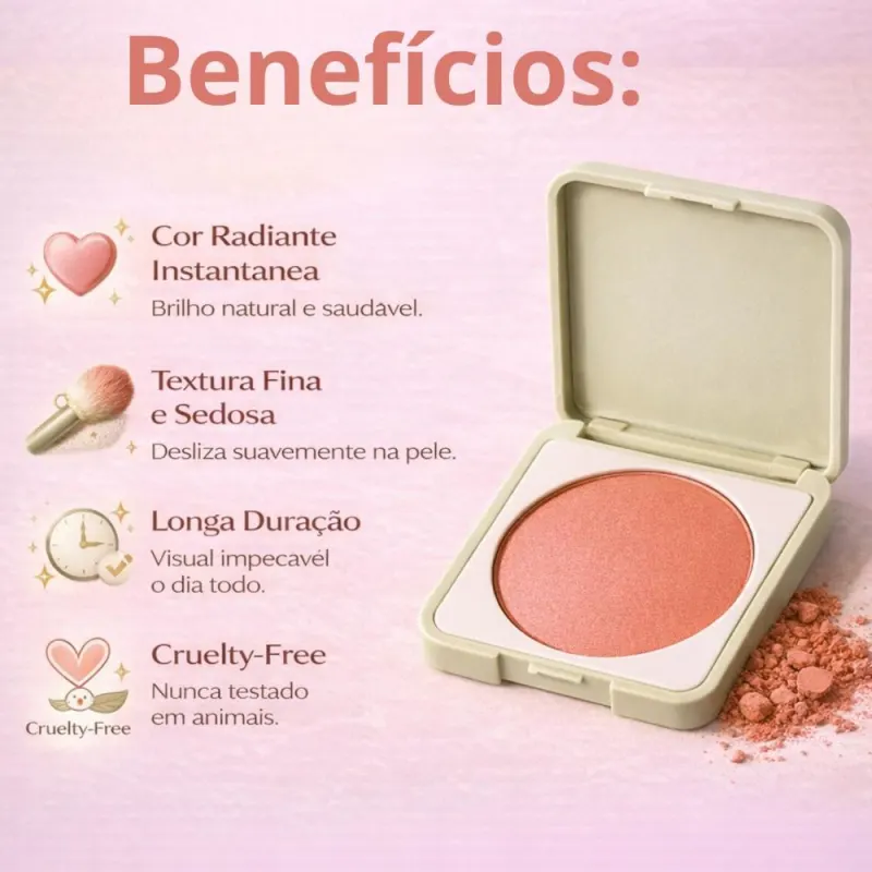 Blush Compacto Ruby Rose Silk Skin Natural Flush Latte Luxe Hb-t1001-3