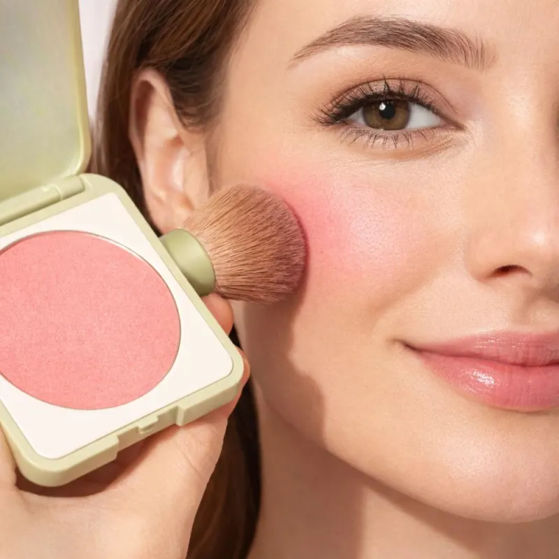 Blush Compacto Ruby Rose Silk Skin Natural Flush Peach Glow Hb-t1001-1