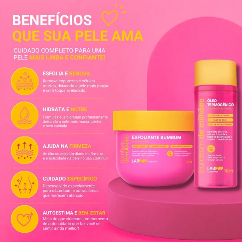 Kit LabPop by Labotrat Bumbum de Milhões: Esfoliante BumBum 240g e Óleo Termogênico 110ml