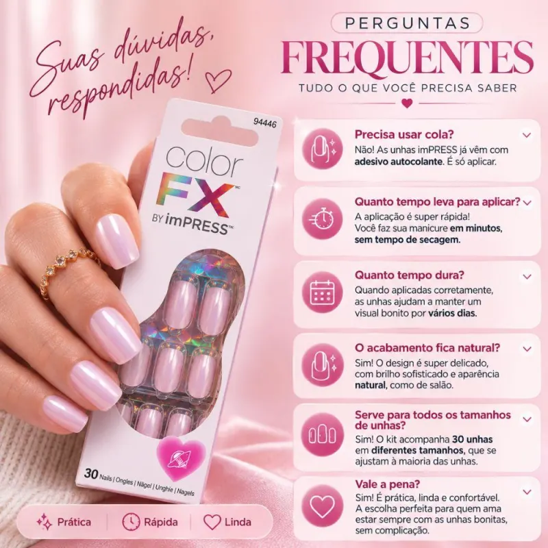 Unhas Autocolantes Kiss Ny Color Fx By Impress Adorable Imcf02x