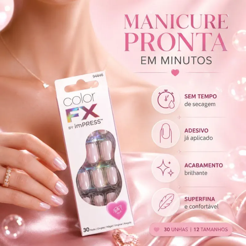 Unhas Autocolantes Kiss Ny Color Fx By Impress Adorable Imcf02x