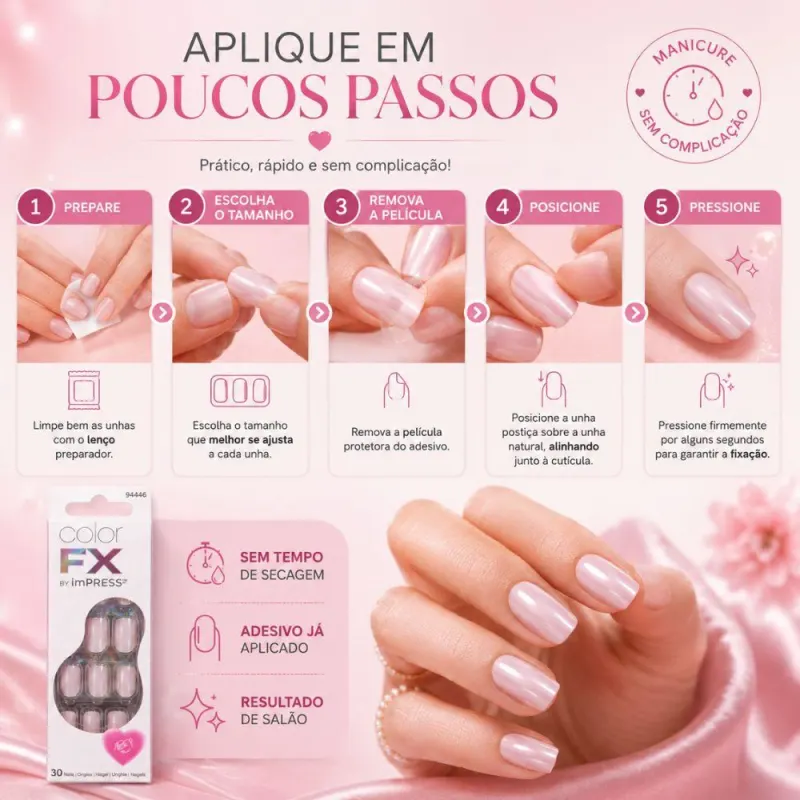 Unhas Autocolantes Kiss Ny Color Fx By Impress Adorable Imcf02x