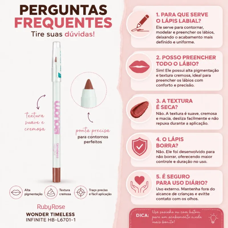 Lápis Labial Ruby Rose Wonder Timeless Infinite Hb-l6701-1