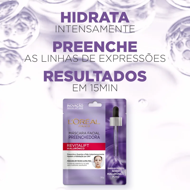 L'Oréal Paris Revitalift Hialurônico Preenchedora - Máscara Facial em Tecido Redutor de Linhas 30g
